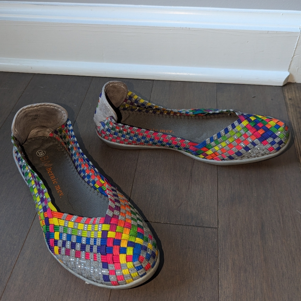 Bernie Mev catwalk flat ballerina shoes, size 8 (EU 39), multicolor